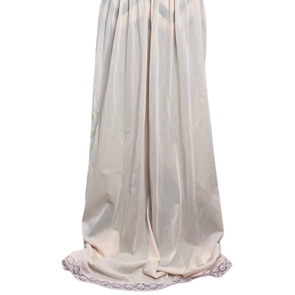 Vintage 1950s Rogers Cream Lace Nylon Tricot Maxi Slip Dress Women's L Prairie - Picture 8 of 17